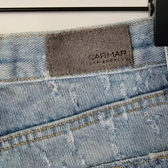 CARMAR button fly distressed cut off jean shorts Size 27